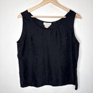 Vintage Delicates 100% Silk Camisole Tank Top Womens L Black Made in USA Luxury